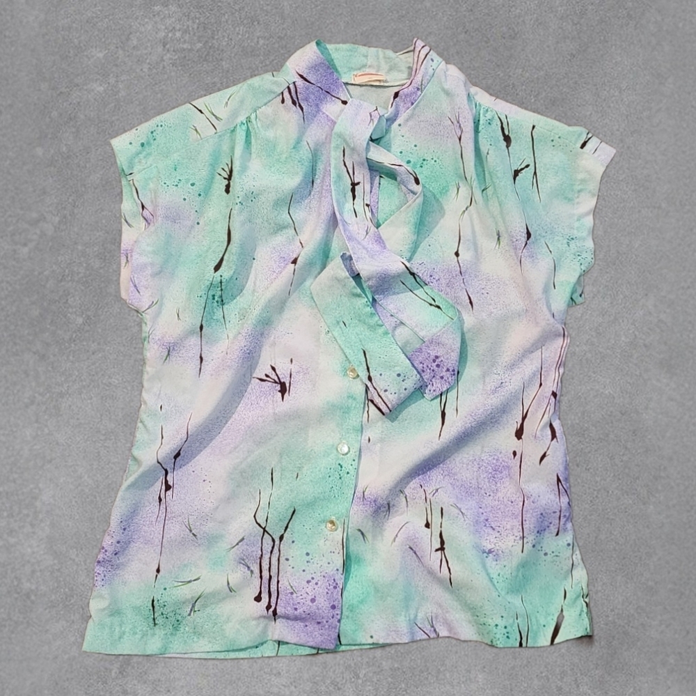 Pykettes Vintage Short Sleeve Blouse Size Medium
